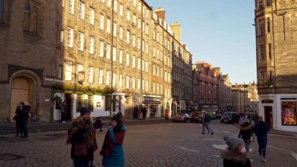 Stadslandskap Edinburgh Skottland Royal Mile Edinburgh Storbritannien Januari 2020 — Stockvideo