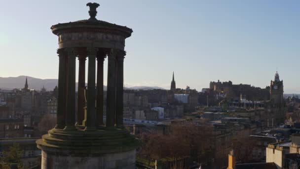 Panoramic View Edinburgh Calton Hill Travel Footage — Stok video