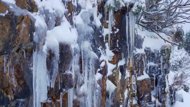 Cones Gelo Nas Montanhas Cobertas Neve Viagens Fotografia — Vídeo de Stock