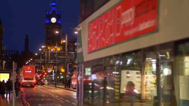 Straatverkeer Princes Street Edinburgh Edinburgh Verenigd Koninkrijk Januari 2020 — Stockvideo