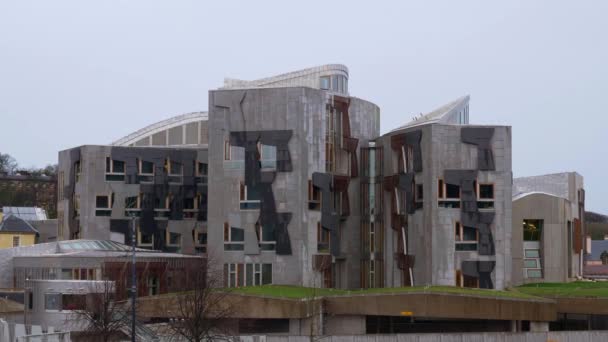 Κτίριο Κοινοβουλίου Σκωτίας Στο Εδιμβούργο Edinburgh Ηνωμένο Βασίλειο Ιανουαρίου 2020 — Αρχείο Βίντεο