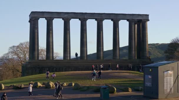 Monumento Nazionale Calton Hill Edimburgo Edinburgh Regno Unito Gennaio 2020 — Video Stock