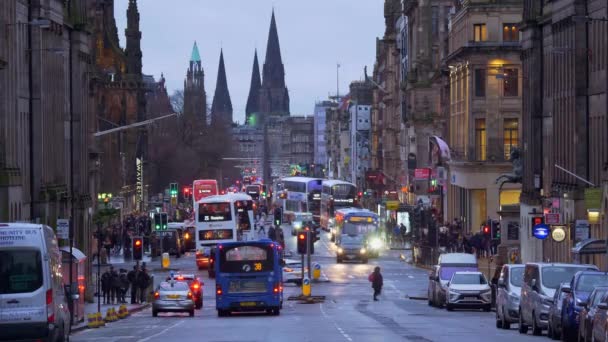 Berömda Princes Street Edinburgh Edinburgh Storbritannien Januari 2020 — Stockvideo