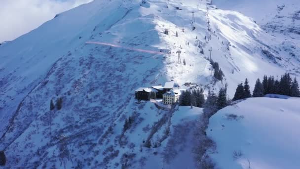 Los Alpes Suizos Invierno Vuelo Sobre Maravillosas Montañas Nieve Imágenes — Vídeos de Stock