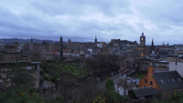 Aerial View Edinburgh Calton Hill Edinburgh United Kingdom January 2020 — Stockvideo