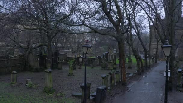 Cimitero Della Chiesa San Cuthbert Edimburgo Edinburgh Regno Unito Gennaio — Video Stock