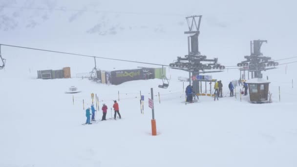 Arrastre Zona Esquí Los Alpes Suizos Engelberg Suiza Febrero 2020 — Vídeo de stock