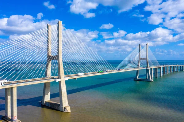 Aerial View Vasco Gama Bridge Lisbon Lisbon Portugal November 2019 — Stock Photo, Image