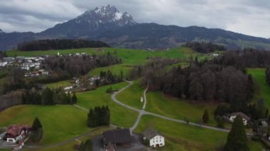 Typical landscape in Switzerland - aerial view