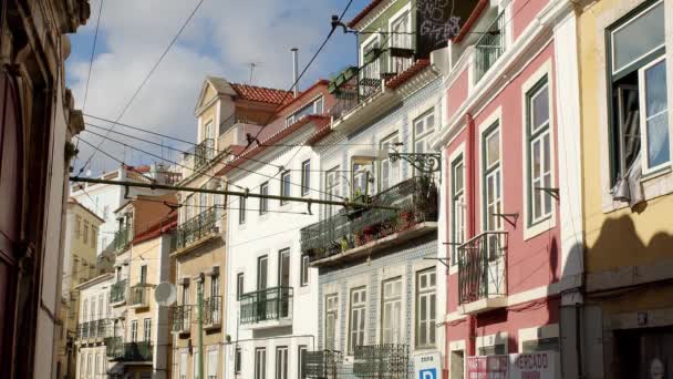 Typowe Rezydencje Fasady Domów Lizbonie Lizbona Portugalia Października 2019 — Wideo stockowe