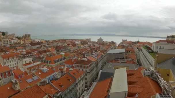 Vista Aérea Sobre Lisboa Partir Elevador Santa Justa Bairro Histórico — Vídeo de Stock