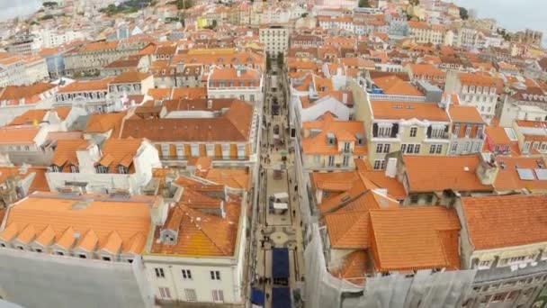 Luftaufnahme Über Lissabon Vom Santa Justa Aufzug Historischen Viertel Reiseaufnahmen — Stockvideo