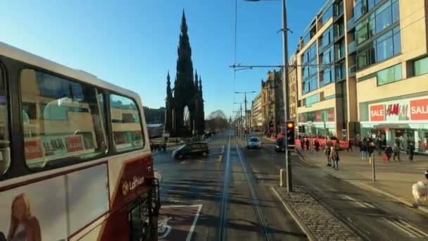Jazda Ulicą Princes Edynburgu Edynburg Szkocja Stycznia 2020 — Wideo stockowe
