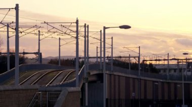 Edinburgh, İngiltere 'de tramvay rayları 10 Ocak 2020