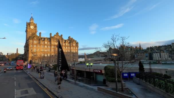 Cityscapes Edinburgh Balmoral Hotel Edinburgh Scotland January 2020 — Stok video
