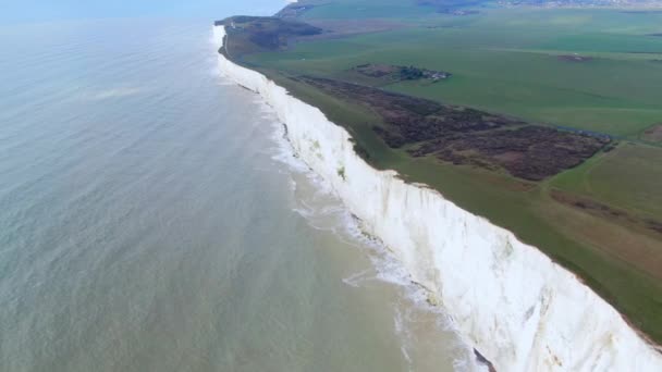 Geweldige Witte Kliffen Van Engeland Luchtfoto Luchtfotografie — Stockvideo