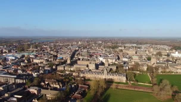 Оксфорд Университет Церкви Христа Вид Воздуха Аэрофотосъемка — стоковое видео