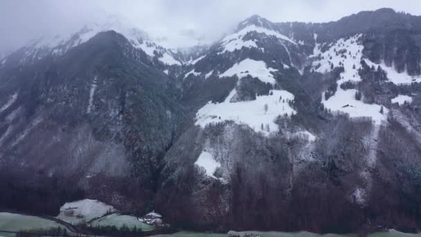 Wonderful Snowy Winter Landscape Alps Aerial Footage — Stok video