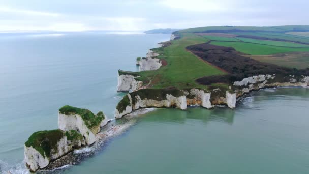 Prachtige Engelse Zuidkust Van Boven Drone Beelden — Stockvideo