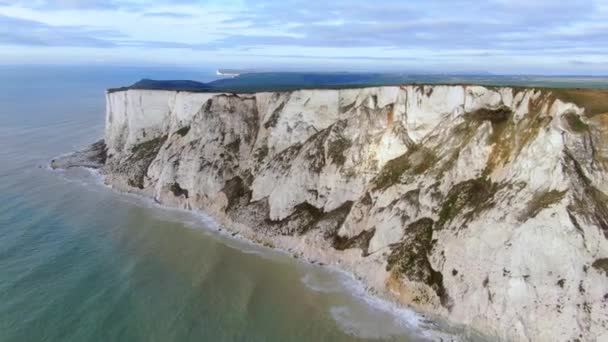 Bílé Útesy Anglickém Pobřeží Letecké Záběry — Stock video
