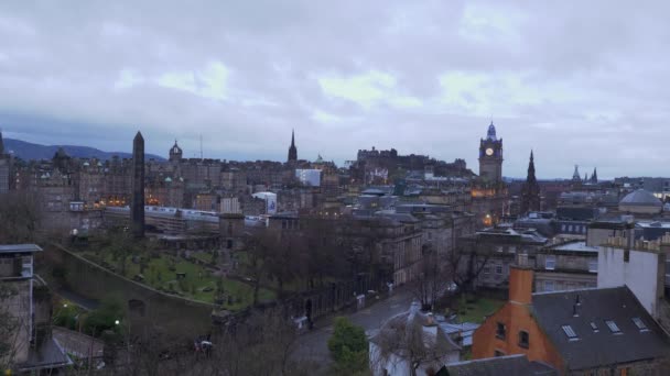 Luchtfoto Edinburgh Van Calton Hill Edinburgh Verenigd Koninkrijk Januari 2020 — Stockvideo