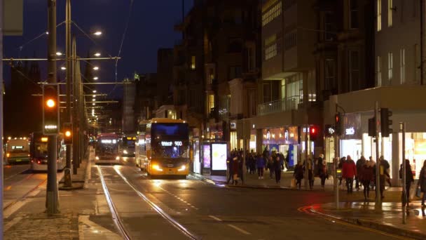 Schöne Prinzenstraße Edinburgh Bei Nacht Edinburgh Vereinigtes Königreich Januar 2020 — Stockvideo