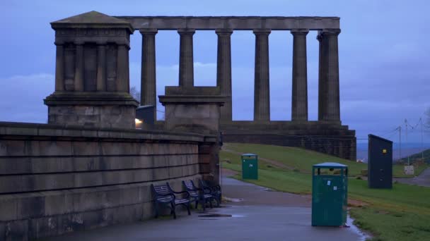 Monumento Nazionale Sulla Collina Calton Edimburgo Edinburgh Regno Unito Gennaio — Video Stock