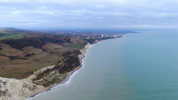 Falaises Blanches Sur Côte Anglaise Images Vue Aérienne — Video