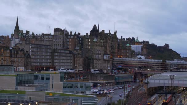 Vista Panoramica Sul Centro Storico Edimburgo Edinburgh Regno Unito Gennaio — Video Stock
