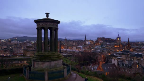 Blick Über Edinburgh Abend Edinburgh Vereinigtes Königreich Januar 2020 — Stockvideo