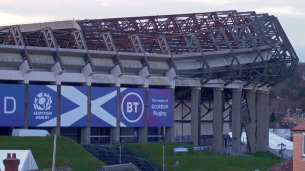 Στάδιο Murrayfield Στο Εδιμβούργο Έδρα Ράγκμπι Και Ποδοσφαίρου Edinburgh Ηνωμενο — Αρχείο Βίντεο