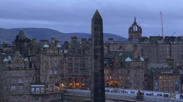 Aerial View Edinburgh Calton Hill Edinburgh United Kingdom January 2020 — ストック動画