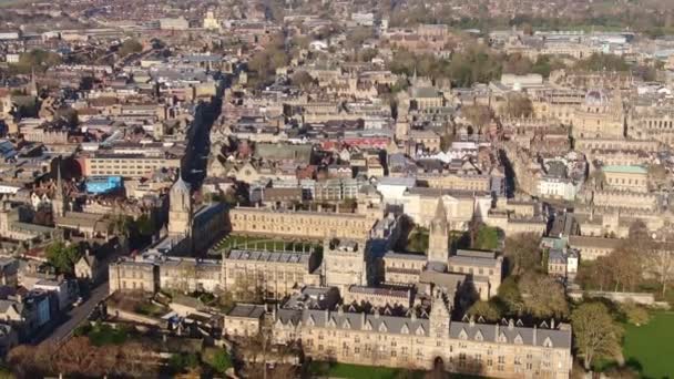 Christ Church University Oxford Van Bovenaf Luchtfoto — Stockvideo