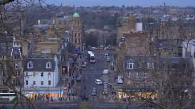 Edinburgh şehri üzerindeki hava manzarası - Edinburgh, İngiltere - 10 Ocak 2020