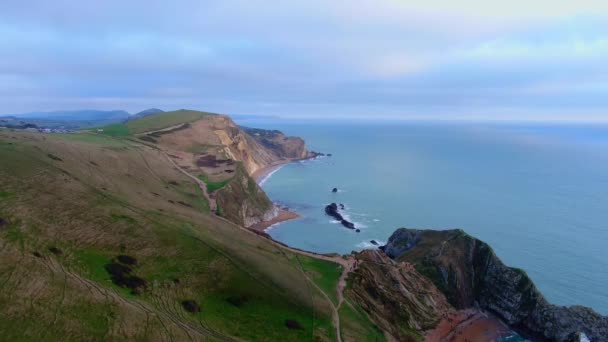 上から美しい英語南海岸 ドローン映像 — ストック動画
