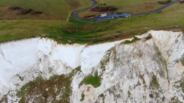 Vlucht Witte Kliffen Van Engelse Zuidkust Luchtbeelden — Stockvideo