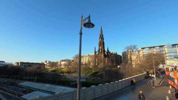 Paisajes Urbanos Edimburgo Monumento Scott Edimburgo Escolandia Enero 2020 — Vídeos de Stock