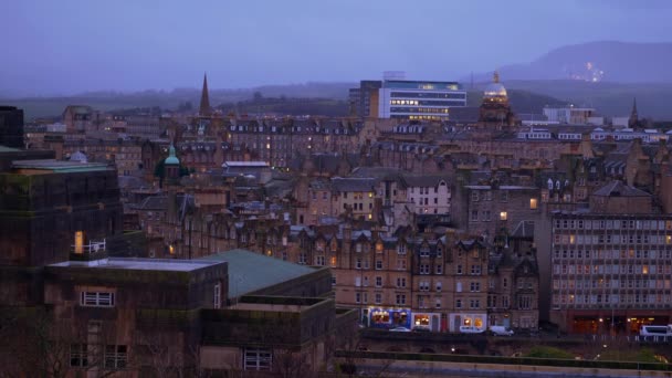 Fantastisk Utsikt Över Edinburgh Från Calton Hill Kvällen Bilder Från — Stockvideo