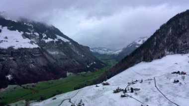 Snowy winter landscape footage in Alps 