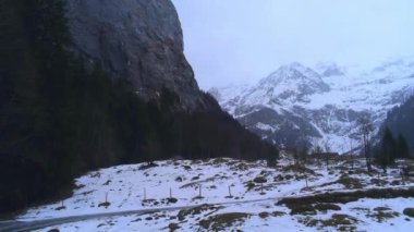 Snowy winter landscape footage in Alps 
