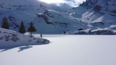 Snowy winter landscape footage in Alps 