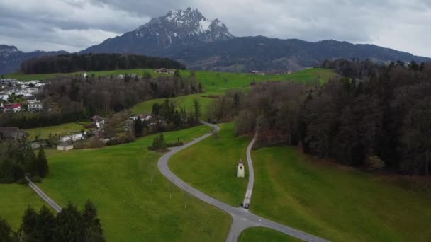 Typiskt Landskap Schweiz Flygbilder — Stockvideo