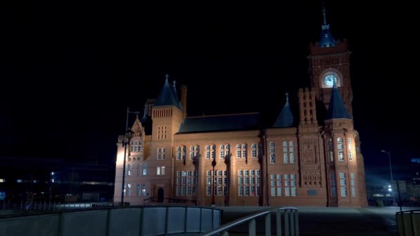 Pierhead Mermaid Quay Cardiff Wales Night Cardiff Wielka Brytania Grudnia — Wideo stockowe