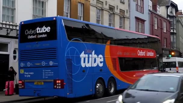 Ônibus Metrô Oxford Entre Oxford Londres Oxford Reino Unido Janeiro — Vídeo de Stock