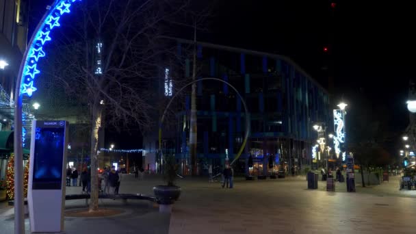 Cityscapes Cardiff Wales Night Cardiff United Kingdom December 2019 — ストック動画