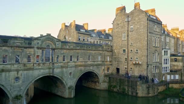 Pulteney Bridge Bath England Baño Reino Unido Diciembre 2019 — Vídeo de stock