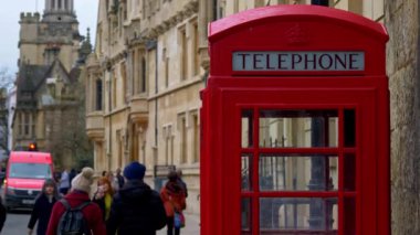 Red Telephone Booth in Oxford England - OXFORD, ENGLAND - JANUARY 3, 2020
