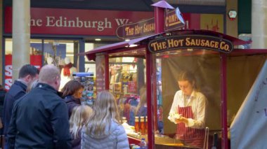 Hot sausage street sale in Bath England - BATH, ENGLAND - DECEMBER 30, 2019