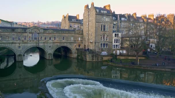 Ponte Pulteney Bath England Bath Reino Unido Dezembro 2019 — Vídeo de Stock