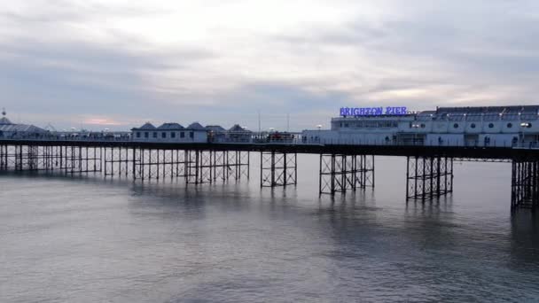 Brighton Pier in England - aerial view — Stock Video